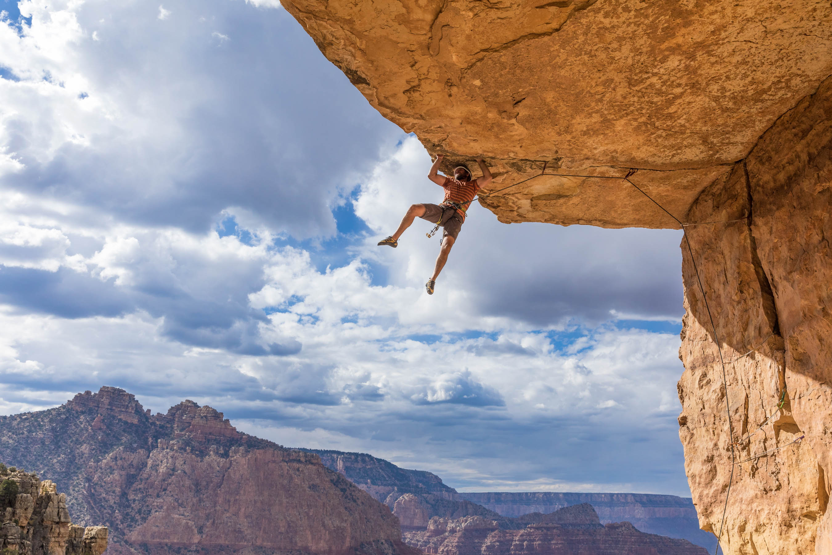 A rock climber in the Grand Canyon